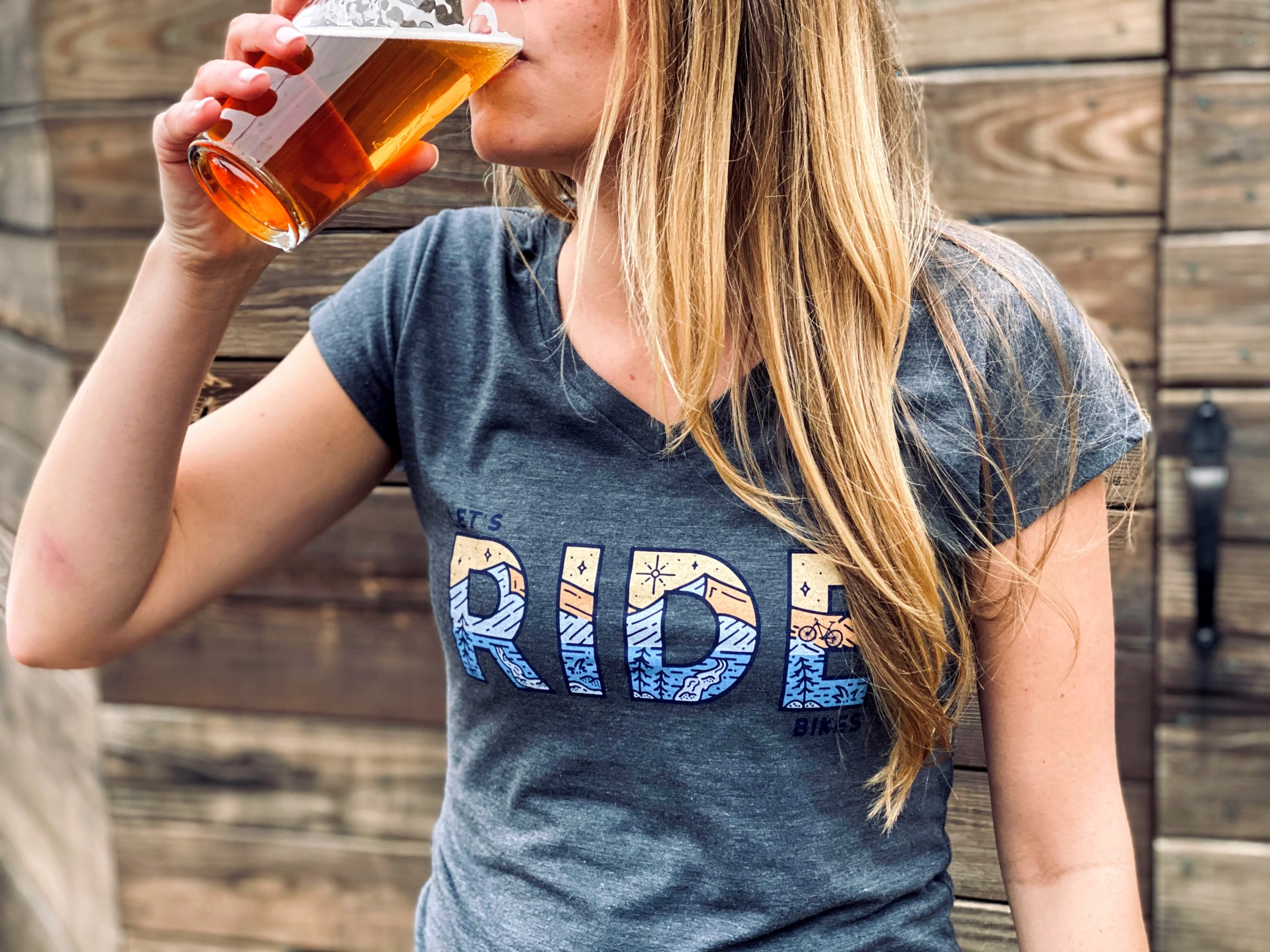 LET'S RIDE BIKES WOMEN'S MTB SHIRT  (HEATHER CHARCOAL) - Image 2